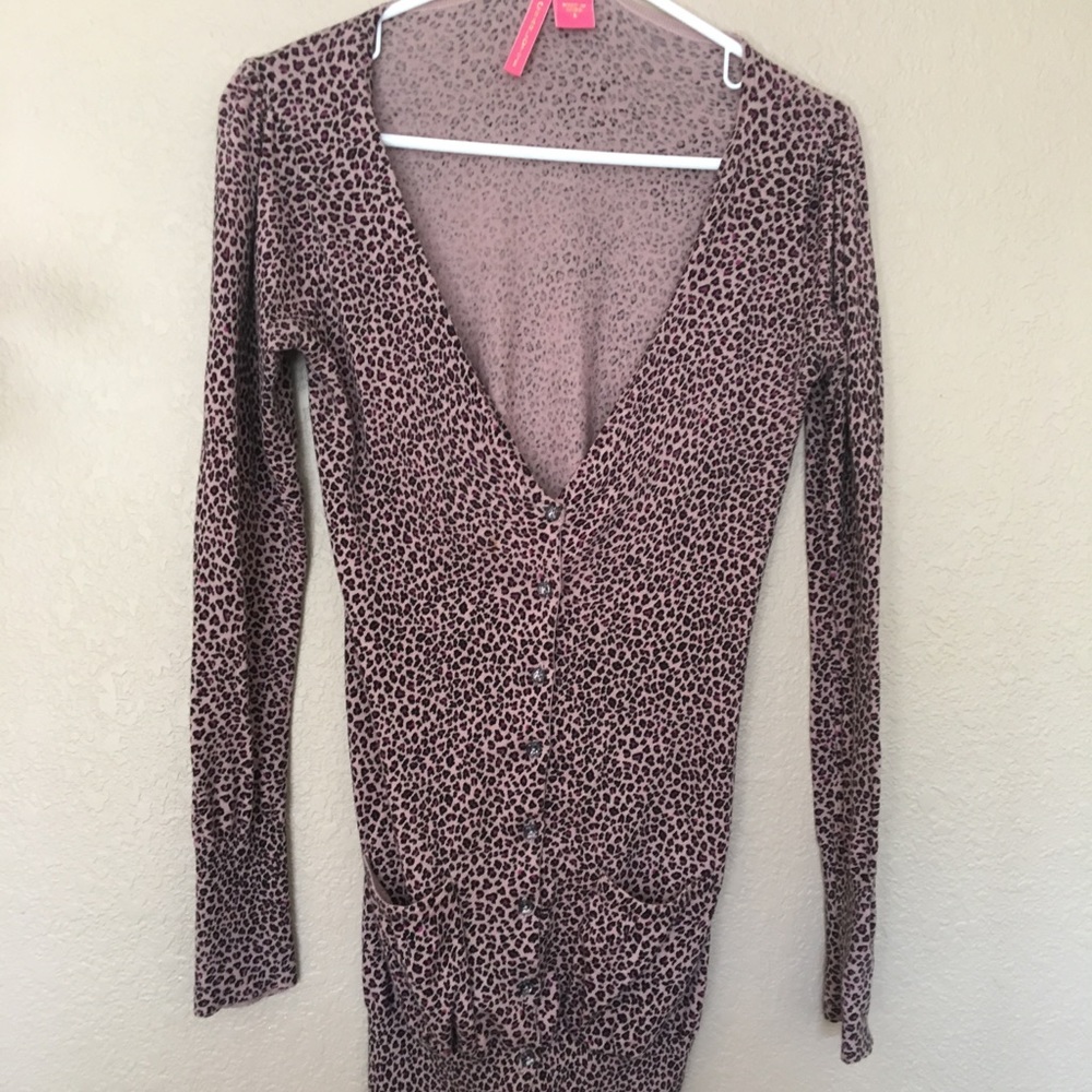 Pink and black leopard cardigan